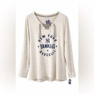 NWT New York Yankees MLB Lace Up Long Sleeve Shirt Size XL Official